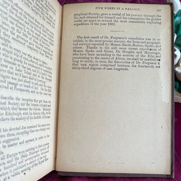 Ca 1899 Five Weeks in a Balloon by Jules Verne, Antique Book, William L. Allison - Picture 9 of 10